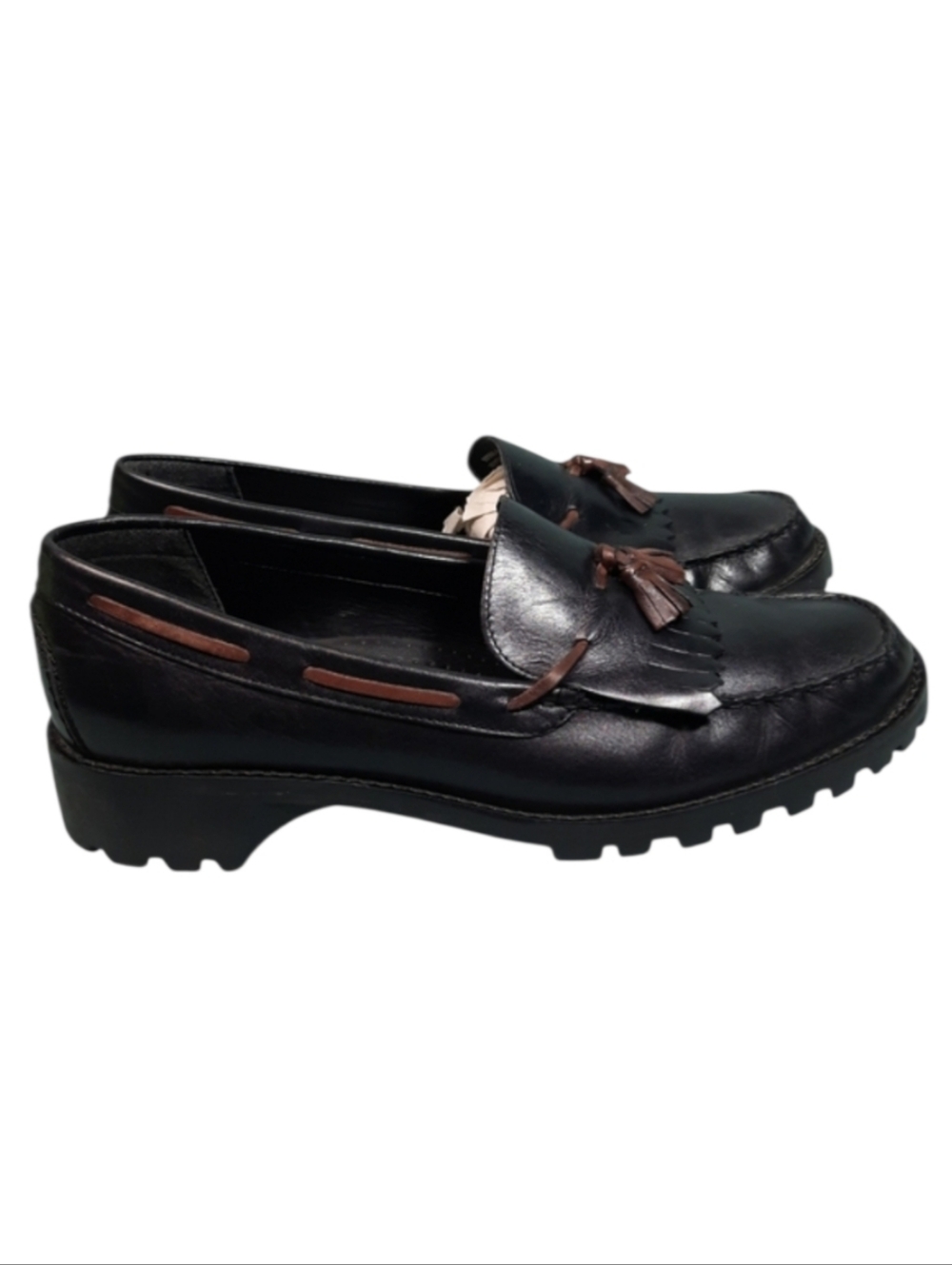 Connie VTG Wydown Leather Tassel Kiltie Chunky Sole Loafer SZ 9.5M